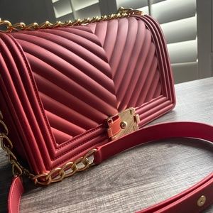 Red cross body purse